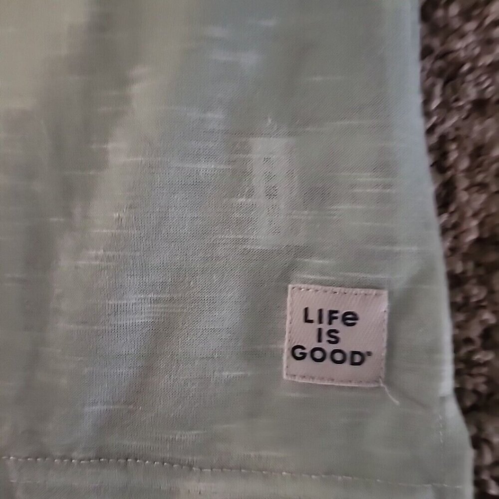 Medium Life is Good Green Sleep Shirt Dog on Adirondack Chair NEW Soft - Picture 5 of 10